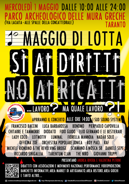 1 MAGGIO AUTORGANIZZATO – MUSICA E CONFRONTO PER I DIRITTI NEGATI 01.05.2013